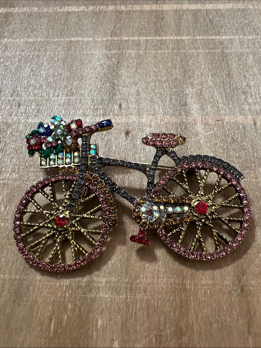 3/$18 Embellished Pink Crystal Bicycle Brooch Lot 318